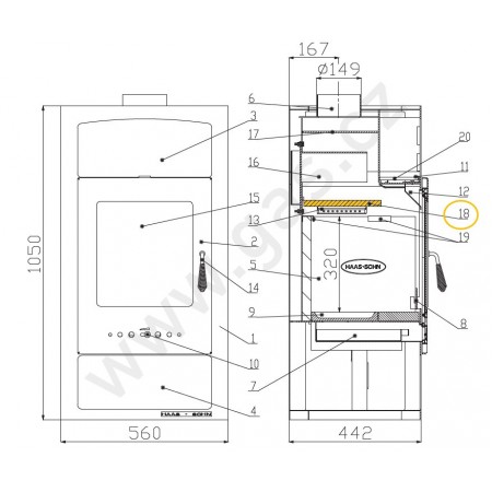 HAAS-SOHN ADRIA II część zamienna, 25 × 260 × 445 mm LACFIRE 0050501490005
