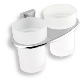 NOVASERVIS METALIA 12 Podwójny uchwyt na szczoteczki, chrom / szkło 0257,0