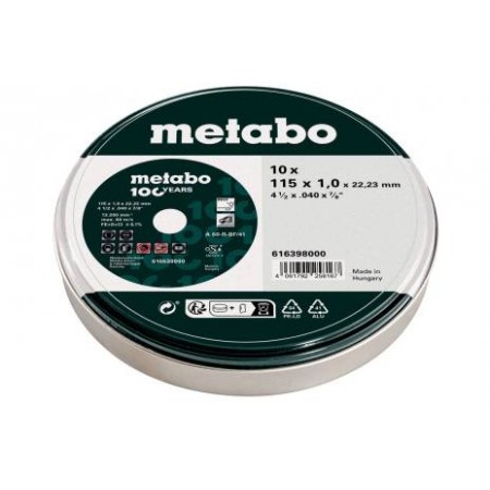 Metabo 10 tarcz tnących SP 115x1,0x22,23 Inox – Edycja 100 lat 616398000 Metabo 10 tarcz tnących SP 115x1,0x22,23 Inox – Edycja 100 lat 616398000