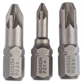 BOSCH Zestaw bitów Extra Hard do wkrętarek, 3 szt. (PZ) PZ1; PZ2; PZ3; 25 mm 2607001753