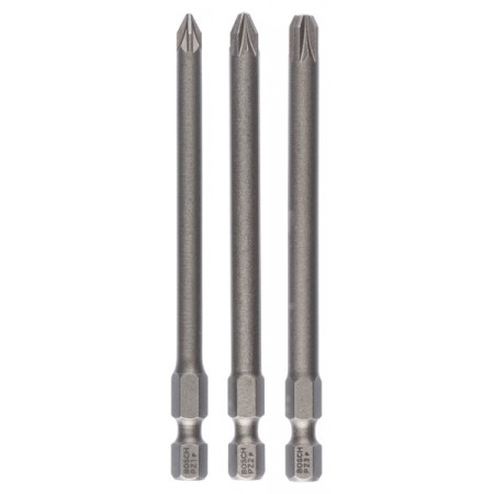 BOSCH Zestaw bitów Extra Hard do wkrętarek, 3 szt. PZ1; PZ2; PZ3; 89 mm 2607001761