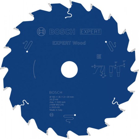 BOSCH Tarcza pilarska Expert for Wood 165 × 1,8/1,3 × 20 mm, T20 2608902216