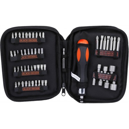 Black & Decker A7104 Zestaw bitów i nasadek (56ks) z wkrętakiem zapadkowym