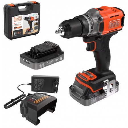 Black & Decker BCD382D2XK Wiertarko-wkrętarka (45Nm/18V/2x2,0Ah), walizka