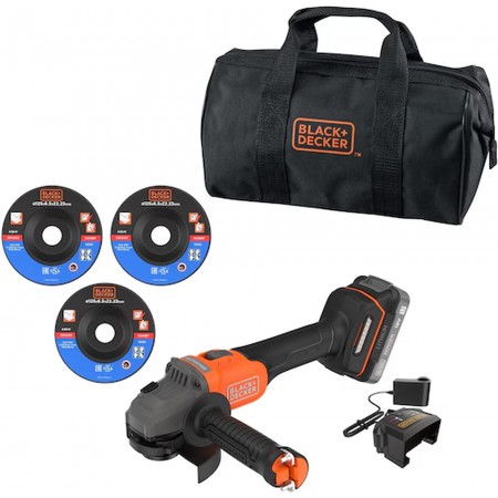 Black & Decker BCG6L8D1S Akumulatorowa bezszczotkowa szlifierka kątowa (18V/1x2,0Ah) Black & Decker BCG6L8D1S Akumulatorowa bezszczotkowa szlifierka kątowa (18V/1x2,0Ah)
