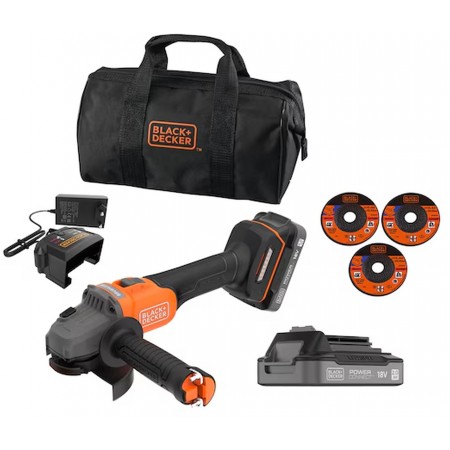 Black & Decker BCG6L8D2S Akumulatorowa bezszczotkowa szlifierka kątowa (18V/2x2,0Ah) Black & Decker BCG6L8D2S Akumulatorowa bezszczotkowa szlifierka kątowa (18V/2x2,0Ah)