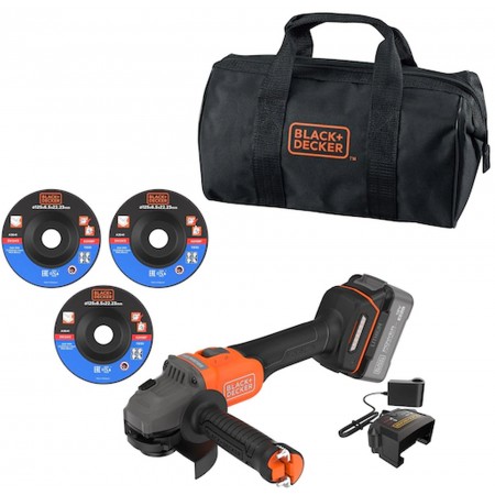 Black & Decker BCG6L8F1S Akumulatorowa bezszczotkowa szlifierka kątowa (18V/1x4,0Ah)