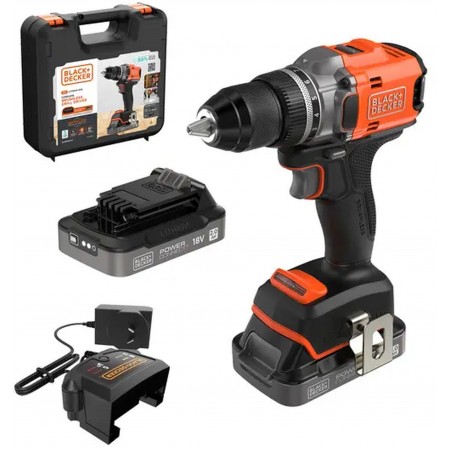 Black & Decker BLD682D2XK Akumulatorowy wkrętak bezszczotkowy (50Nm/18V/2x2,0Ah), walizka Black & Decker BLD682D2XK Akumulatorowy wkrętak bezszczotkowy (50Nm/18V/2x2,0Ah), walizka