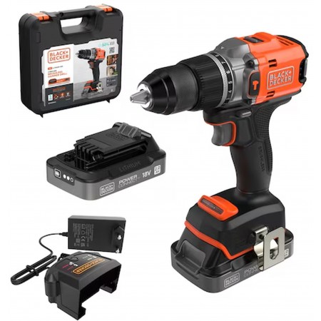 Black & Decker BLD683D2XK Bezszczotkowa wiertarka udarowa (50Nm/18V/2x2,0Ah), walizka
