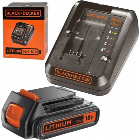 Black & Decker BDC1A15 Zestaw ładowarka 14,4 V/ 18 V + akumulator (1x1,5 Ah/18V)