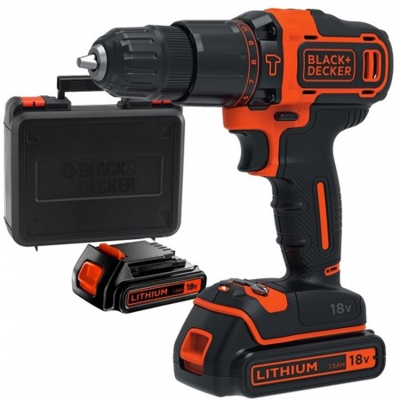 Black & Decker BDCHD18KB Wiertarko-wkrętarka (2x1,5Ah/18V) Walizka