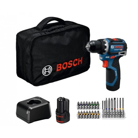 BOSCH GSR 12V-32 PROFESSIONAL Wiertarko-wkrętarka, 2x 2.0Ah, Torba, 24 szt AC 06019N7006