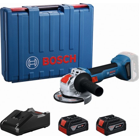 BOSCH GWX 18V-8 PROFESSIONAL Szlifierka kątowa z systemem X-LOCK, 2× 4,0 Ah, L-Boxx