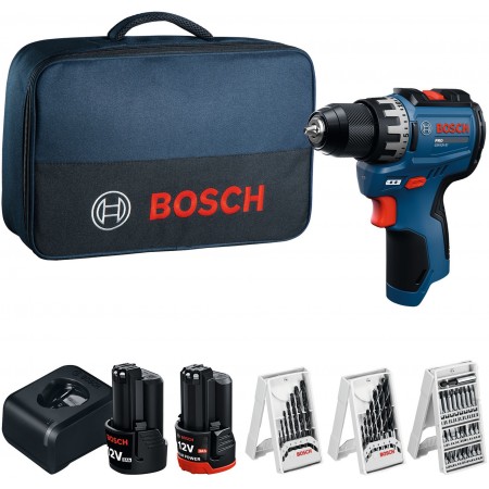 BOSCH GSR12V-31 PROFESSIONAL Wiertarko-wkrętarka, 12V/2,0Ah+3,0Ah, torba 06019S6005