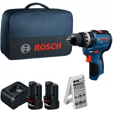 BOSCH GSB12V-31 PROFESSIONAL Wiertarko-wkrętarka udarowa, 2x 12V/2,0Ah, torba 06019S6103