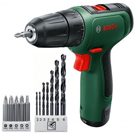 BOSCH EasyDrill 1200 Akumulatorowa, 2-biegowa wiertarko-wkrętarka (2x 1,5 Ah) 06039D3007