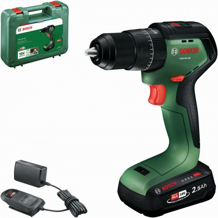 BOSCH PSB18V-60 Akumulatorowe wiertarko-wkrętarki udarowe, 1x2,5Ah, Walizka 06039D7301 BOSCH PSB18V-60 Akumulatorowe wiertarko-wkrętarki udarowe, 1x2,5Ah, Walizka 06039D7301