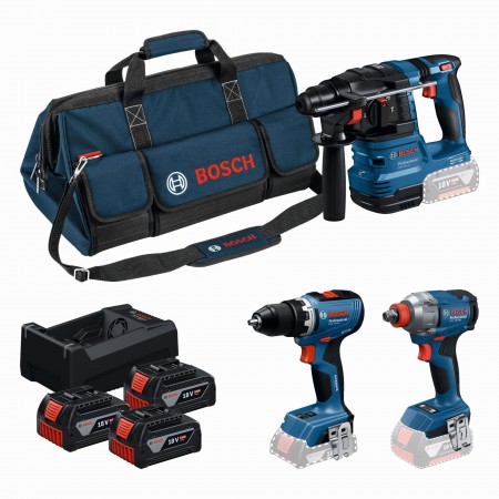 BOSCH GSR+GDX+GBH+3x5,0Ah+GAL 12V/18V-80 PROFESSIONAL Zestaw 3 szt narzędzi 18V 0615A50093