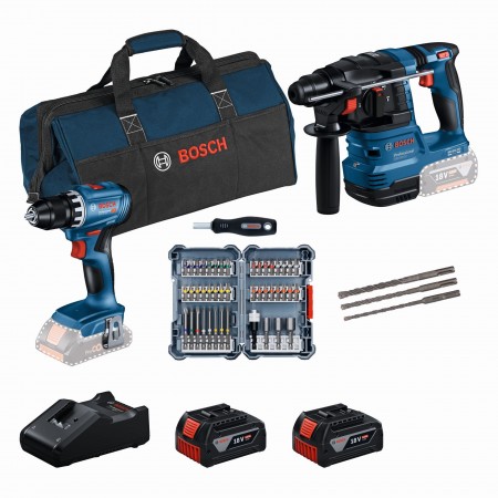 BOSCH Set18V GSR18V-45 GBH18V 22 bity45x SDS-plus-53ks 2×4.0Ah GAL18V-40 karton 0615V0003D BOSCH Set18V GSR18V-45 GBH18V 22 bity45x SDS-plus-53ks 2×4.0Ah GAL18V-40 karton 0615V0003D