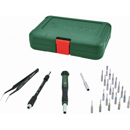 BOSCH 24-częściowy zestaw z wkrętakiem i precyzyjnymi końcówkami wkręcającymi 1600A039HT BOSCH 24-częściowy zestaw z wkrętakiem i precyzyjnymi końcówkami wkręcającymi 1600A039HT