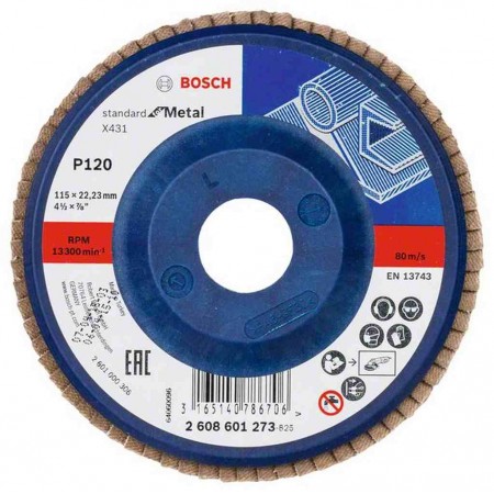 BOSCH Listkowa tarcza szlifierska X431, Standard for Metal,115 mm, 22,23 mm,120 2608601273