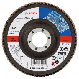 BOSCH Listkowa tarcza szlifierska X431, Standard for Metal, 115 mm, 22,23 mm, 60 260860365