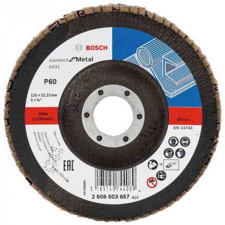 BOSCH Listkowa tarcza szlifierska X431, Standard for Metal, 125 mm, 22,23 mm,60 2608603657