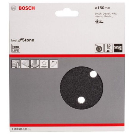 BOSCH Papier ścierny F355, opakowanie 5 szt. 150 mm, 1200 2608605132