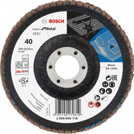 BOSCH Expert for Metal Listkowa tarcza szlifierska X551, 125x22,23mm, 40, 2608606716