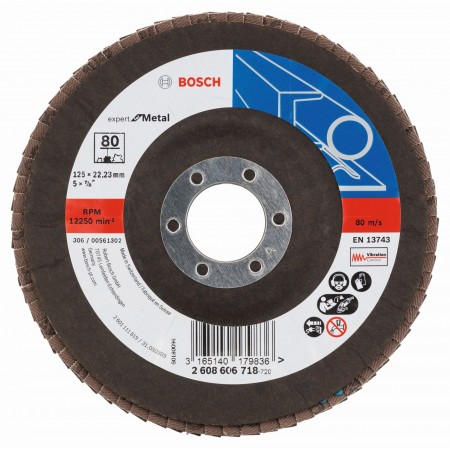 BOSCH Expert for Metal Listkowa tarcza szlifierska X551, 125x22,23mm, 80, 2608606718