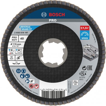 BOSCH Tarcza listkowa PRO X571, kątowa, 115 mm, G40, X-Lock 2608619197