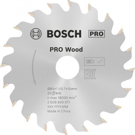 BOSCH Tarcza pilarska PRO Wood cordless 85x1,1/0,7mm, 2608643071