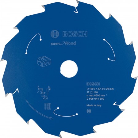BOSCH Ostrze do piły tarczowej bezprzewodowej Expert for Wood 160x20x1,5/1x12T 2608644502