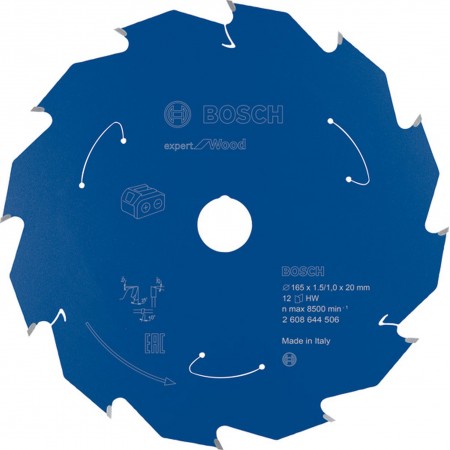 BOSCH Ostrze do piły tarczowej bezprzewodowej Expert for Wood 165x20x1,5/1x12T 2608644506