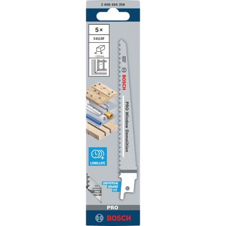 BOSCH Brzeszczot do rozbiórki okien PRO Window Demolition S611DF Blade, 5 szt. 2608656258 BOSCH Brzeszczot do rozbiórki okien PRO Window Demolition S611DF Blade, 5 szt. 2608656258