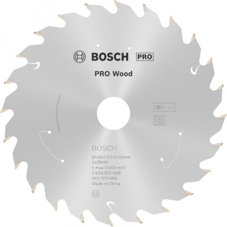 BOSCH Tarcza pilarska PRO Wood cordless 136 x 1,5/1 x 20 T24 2608837668