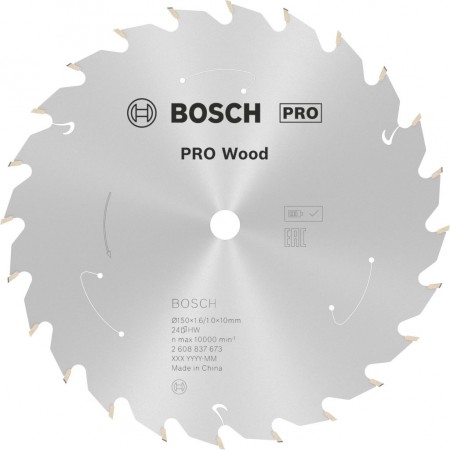 BOSCH Tarcza pilarska PRO Wood cordless Circular Saw Blade 150x10x1,6/1,0x24T 2608837673