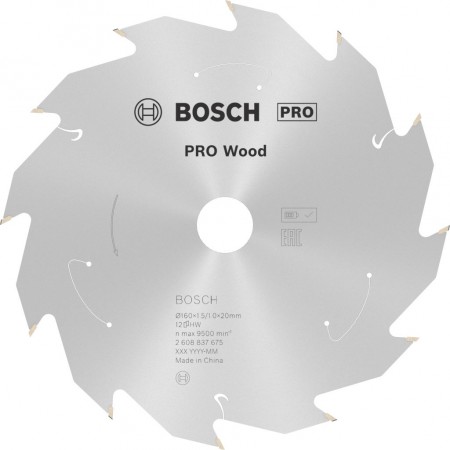BOSCH Tarcza pilarska PRO Wood cordless 160x20/15,875x1,5/1,0x12T 2608837675
