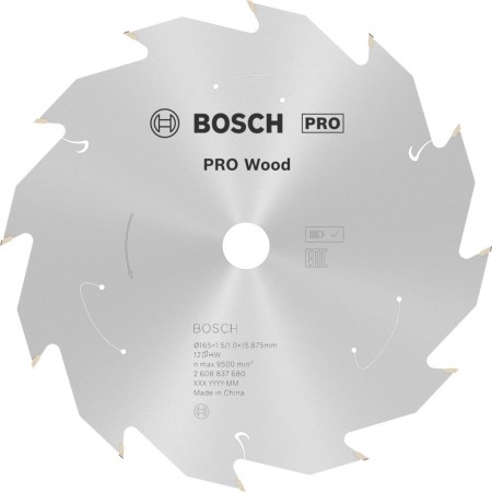 BOSCH Tarcza pilarska PRO Wood cordless 165x15,875x1,5/1,0x12T 2608837680
