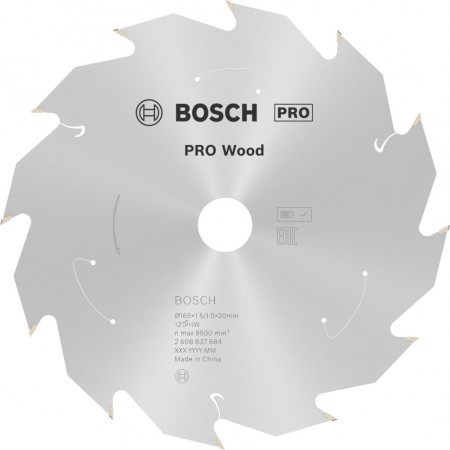 BOSCH Tarcza pilarska PRO Wood cordless 165x20/16x1,5/1,0x12T 2608837684