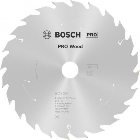 BOSCH Tarcza pilarska PRO Wood cordless 165x20x1,5/1,0x24T 2608837685
