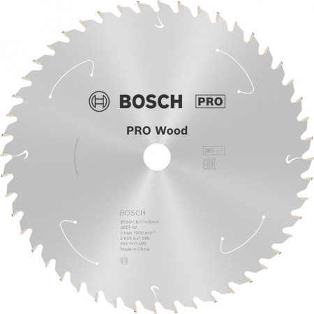 BOSCH Tarcza pilarska PRO Wood cordless 184x16x1,6/1,1x48T 2608837699