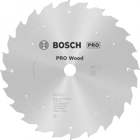 BOSCH Tarcza pilarska PRO Wood cordless 184x16x1,6/1,0x24T 2608837700