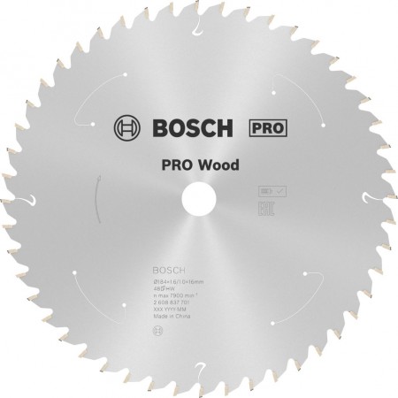 BOSCH Tarcza pilarska PRO Wood cordless 184x16x1,6/1,0x48T 2608837701