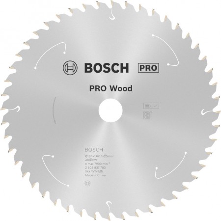 BOSCH Tarcza pilarska PRO Wood cordless 184x20x1,6/1,1x48T 2608837703
