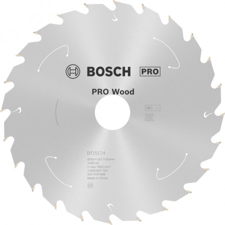 BOSCH Tarcza pilarska PRO Wood cordless 190x20x1,6/1,1x24T 2608837704
