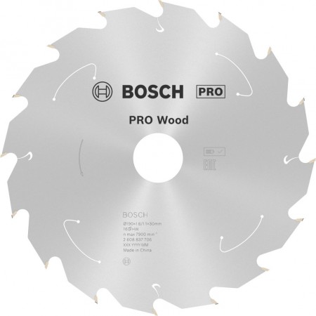 BOSCH Tarcza pilarska PRO Wood cordless 190x30/20x1,6/1,1x16T 2608837706