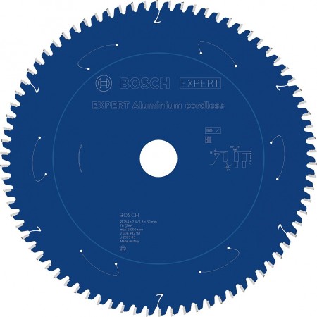BOSCH Tarcza pilarska EXPERT Aluminium cordless, 254 × 2,4/1,8 × 30 mm, T78 2608902191