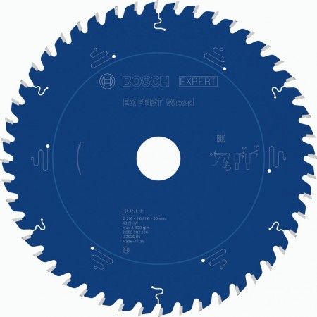BOSCH Tarcza pilarska EXPERT Wood, 216 × 2,6 / 1,6 × 30 mm, T48 2608902206