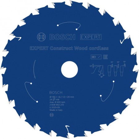 BOSCH Tarcza pilarska EXPERT Construct Wood cordless, 165 × 1,6 / 1 ×20 mm, T24 2608902210